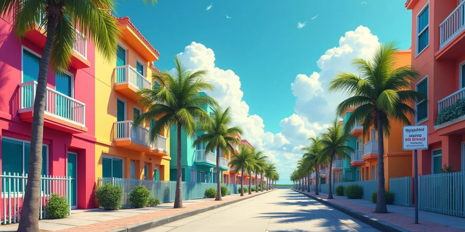 Edificio residencial en Miami al atardecer con balcones, concepto de renta vacacional y reglas de Airbnb 2026